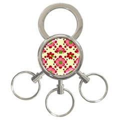 Retro 1960s Flowers Pattern 4 3-ring Key Chain