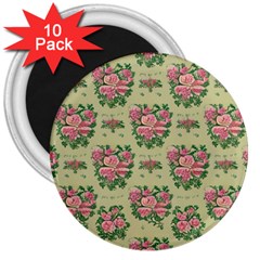 Retro 1880s Flowers Pattern 9 3  Magnets (10 Pack) 