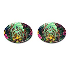 Monkey Tiger Bird Parrot Forest Jungle Style Cufflinks (oval) by Grandong