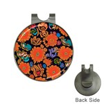 Mid Century Retro Floral 1970s 1960s Pattern 49 Hat Clips with Golf Markers Front