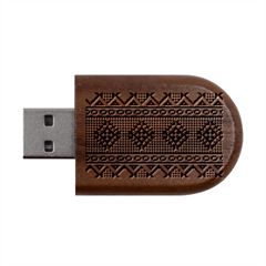 Ukrainian Folk Seamless Pattern Ethnic Ornament Border Element Traditional Wood Oval Usb Flash Drive by Grandong