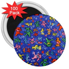 Grateful Dead Dancing Bears Pattern 3  Magnets (100 Pack)