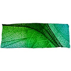 3d Leaves Texture Sheet Blue Green 15 x40  Body Pillow Case Dakimakura (two Sides) by Cemarart