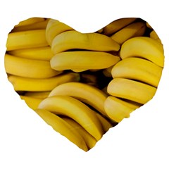 Bananas, Macro, Fruits, Ripe Bananas Large 19  Premium Flano Heart Shape Cushions