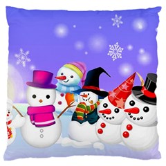 Let s Have Fun With Snowmen Large Premium Plush Fleece Cushion Case (two Sides)