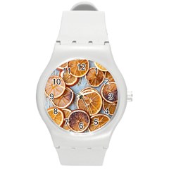 Orange, Slices, Fruits, Citrus Round Plastic Sport Watch (m)