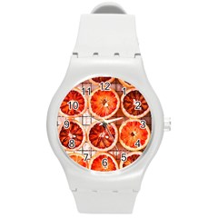 Peorange, Fruit, Citrus Round Plastic Sport Watch (m)