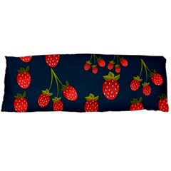 Strawberry Texture, Blue Background With Strawberries One Side Body Pillow Cases