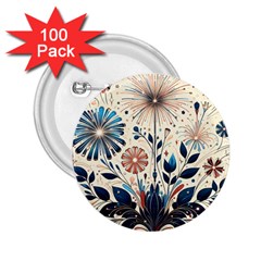 Flowers Bloom Blossom Flora Modern 2 25  Buttons (100 Pack) 