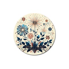 Flowers Bloom Blossom Flora Modern Magnet 3  (round)