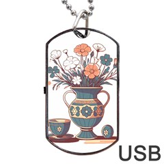 Flower Vase Nature Bloom Blossom Dog Tag Usb Flash (one Side)