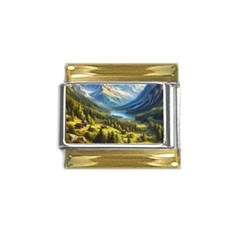 Forest Landscape Nature Trees Gold Trim Italian Charm (9mm)