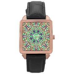 Cold Colors Mandala   Rose Gold Leather Watch 