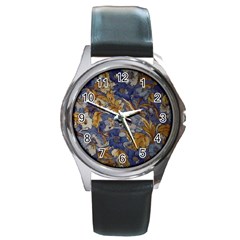  Floral Design Round Metal Watch