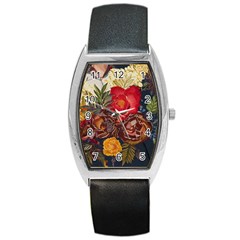 Floral Design 06 Barrel Style Metal Watch