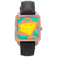 Geometric Design 02 Rose Gold Leather Watch 