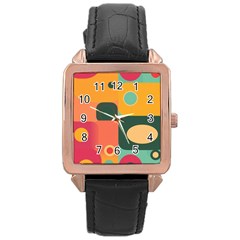 Geometric Design 08 Rose Gold Leather Watch 