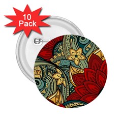 Pattern Shape Colorful Flower Leaves 2 25  Buttons (10 Pack)  by Posterlux
