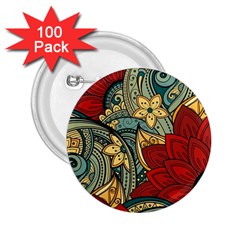 Pattern Shape Colorful Flower Leaves 2 25  Buttons (100 Pack)  by Posterlux
