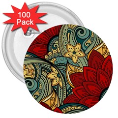 Pattern Shape Colorful Flower Leaves 3  Buttons (100 Pack)  by Posterlux