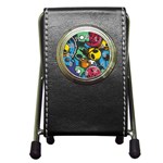 Funky Alien Pattern Abstract Colourful Drawing Pen Holder Desk Clock Front