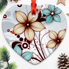 Flowers Flowers Pattern Ornament (heart)