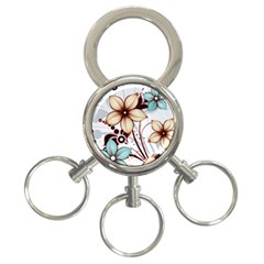 Flowers Flowers Pattern 3-ring Key Chain