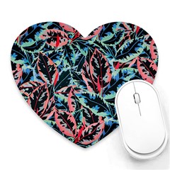 Leaves Pattern Patterns Colorful Heart Mousepad