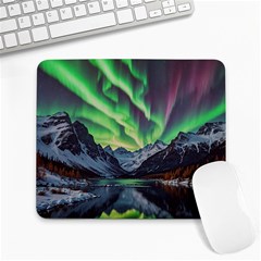 Lake Mountains Aorora Northern Lights Snow Large Mousepad