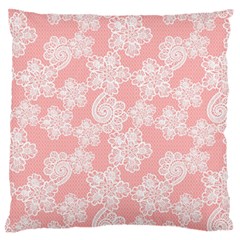 Lace White Ornamental Textile Large Premium Plush Fleece Cushion Case (one Side)