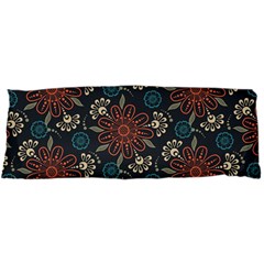 Retro Texture With Orange Flowers Floral 15 x40  Body Pillow Case Dakimakura (two Sides) by Paksenen