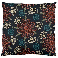 Retro Texture With Orange Flowers Floral Large Cushion Case (one Side)