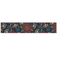 Retro Texture With Orange Flowers Floral Large Premium Plush Fleece Scarf 