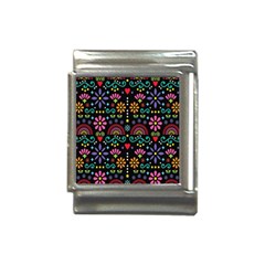 Mexican Folk Art Seamless Pattern Colorful Italian Charm (13mm) by Paksenen