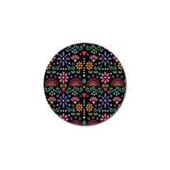 Mexican Folk Art Seamless Pattern Colorful Golf Ball Marker (4 Pack)