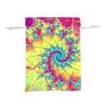 Fractal Spiral Abstract Background Vortex Yellow Lightweight Drawstring Pouch (M) Front