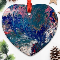 Blue Feathers And Flames Ornament (heart)