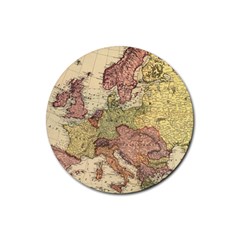 Retro Old Vintage Map Of Europe Rubber Round Coaster (4 Pack)