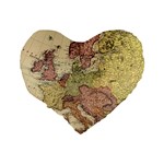 Retro Old Vintage Map Of Europe Standard 16  Premium Heart Shape Cushions Back