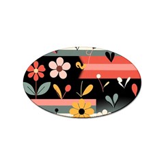  Minimalist Pattern With Simple Lines,flower And Shapes, Creating A Clean And Modern Sticker Oval (10 Pack)