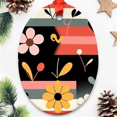  Minimalist Pattern With Simple Lines,flower And Shapes, Creating A Clean And Modern Oval Ornament (two Sides)