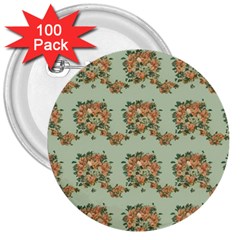 Retro 1880s Flowers Pattern 19 3  Buttons (100 Pack) 