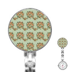 Retro 1880s Flowers Pattern 19 Stainless Steel Nurses Watch