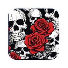 Roses And Skulls Square Metal Box (black)