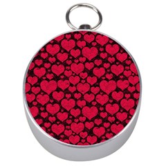 Valentines Day Hearts Pattern Love Red Silver Compasses