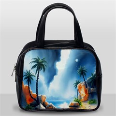 Delicate Watercolor Painting Surreal Oasis Scene With Intense Dramatic Lighting Classic Handbag (one Side)