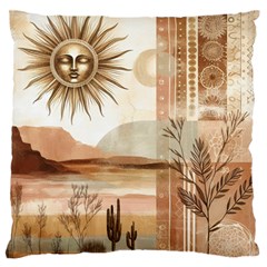 Abstract Sun Boho Bohemian Design Large Premium Plush Fleece Cushion Case (two Sides) by Salmanaz77