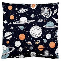 Space Galaxy Universe Stars Sky Large Premium Plush Fleece Cushion Case (two Sides) by Paksenen