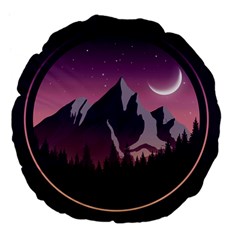 Mountain Night Crescent Moon Large 18  Premium Flano Round Cushions by Bedest