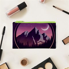 Mountain Night Crescent Moon Cosmetic Bag (xs) by Bedest